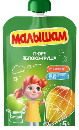 Малышам Пюре яблоко-груша