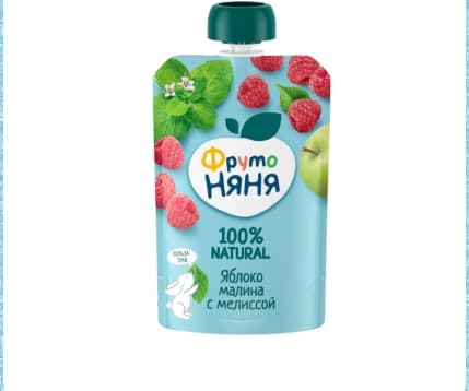 пюре из яблок, малины и мелиссы