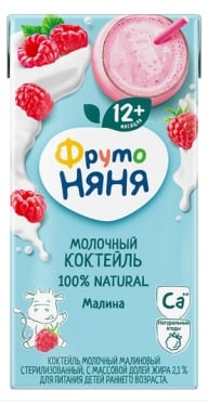 ФрутоНяня Молочный коктейль малина