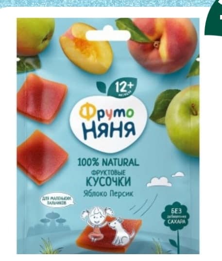 ФрутоНяня Фруктовые кусочки из яблок и персиков, 53 г